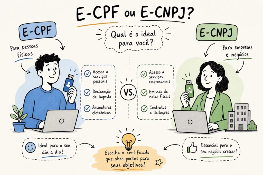 E-CPF ou e-CNPJ: qual a diferença e qual você precisa 5 e cpf ou e cnpj qual a diferenca e qual voce precisa 1784747717287